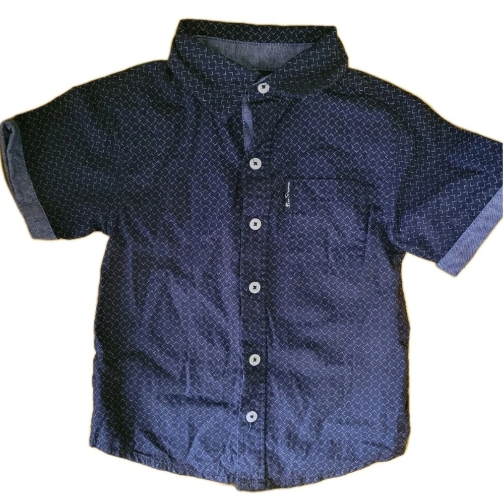 Ben Sherman 2T Blue Button Down Shirt Classic Collar Short Sleeves